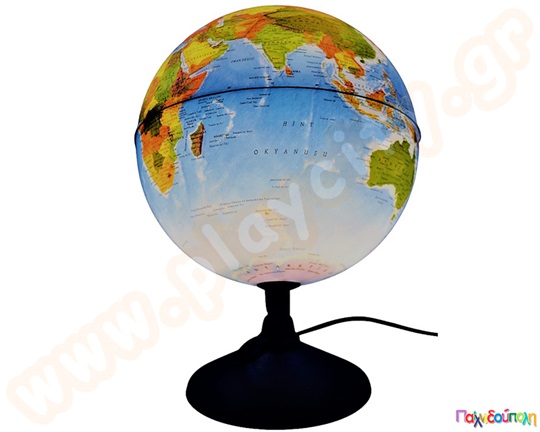 Υδρόγειος σφαίρα επανεγγράψιμη γεωφυσική-πολιτική όψη Φ 30 εκ.