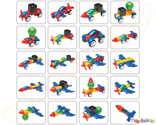 Μαγνητικά τουβλάκια Stick-O Οχήματα Πόλης 16 τεμάχια (20 μοντέλα)