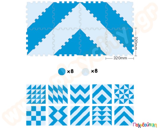 Ελαστικές τριγωνικές πλάκες EVA μπλε-γαλάζιο
