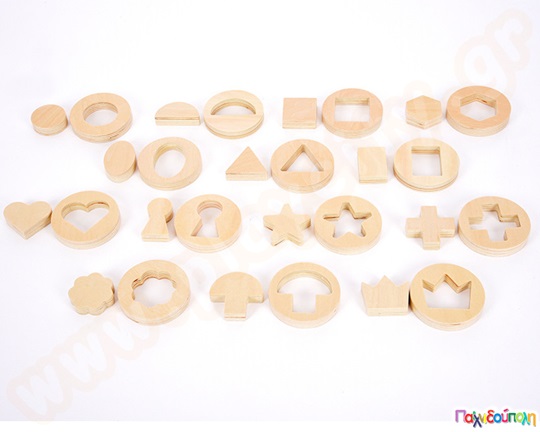 Μέσα κι έξω ξύλινα σχήματα Σετ 14 τεμάχια