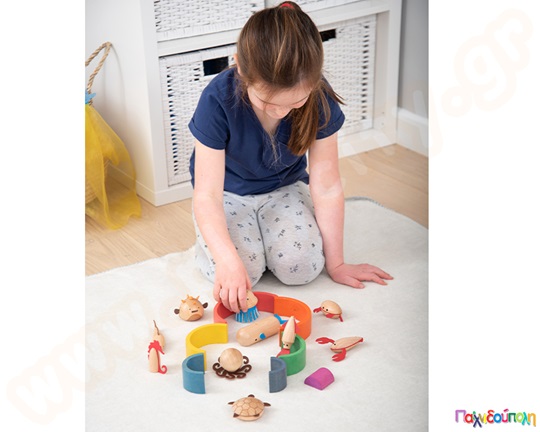 Ξύλινα πλάσματα της θάλασσας Σετ 10 τεμάχια