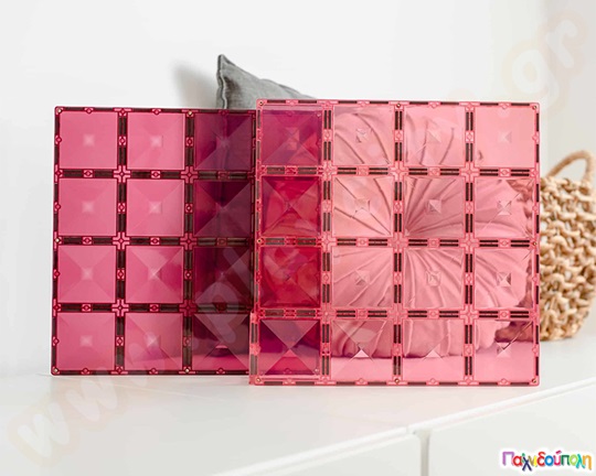 Μαγνητικά τουβλάκια κατασκευών Connetix Βάσεις Παστέλ Ροζ Σετ 2 τεμάχια