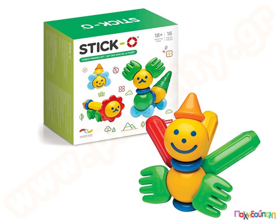 Βρεφικά μαγνητικά τουβλάκια Stick-O Οι φίλοι του δάσους 16 τεμάχια (20 μοντέλα)