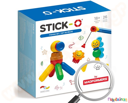 Βρεφικά μαγνητικά τουβλάκια Stick-O Σετ Ψαρέματος 26 τεμάχια (16 μοντέλα)