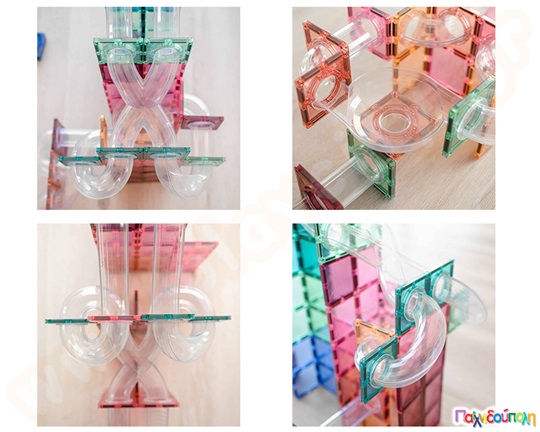 Μαγνητικά τουβλάκια κατασκευών Connetix Pastel Ball Run Expansion Pack Σετ 80 τεμάχια