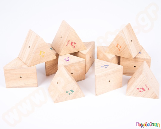 Ξύλινες πυραμίδες με ήχους Σετ 12 τεμάχια