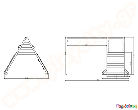 Ξύλινο σύστημα με τοίχο και δίχτυ αναρρίχησης