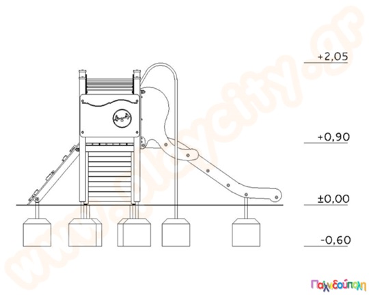 Κέντρο παιδικής χαράς μονόζυγο με πύργους