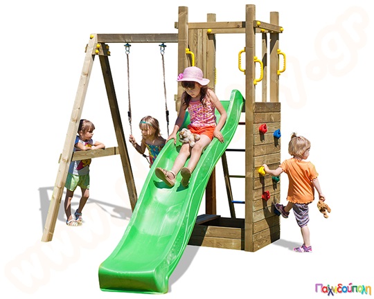 Ξύλινο σύστημα με αμμοδόχο και κούνια