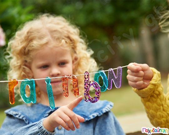 Διαφανή Glitter πεζά γράμματα Σετ 26 τεμάχια