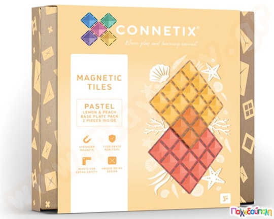 Μαγνητικά τουβλάκια κατασκευών Connetix Βάσεις Παστέλ Πορτοκαλί Σετ 2 τεμάχια