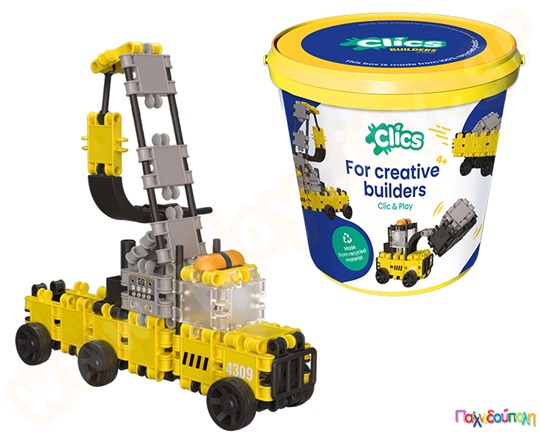 Κατασκευαστικό Σετ Εργοτάξιο Clics (κουβάς με 123 τεμάχια)