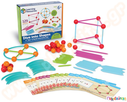 Εκπαιδευτικό Παιχνίδι STEM Κατασκευές σχημάτων με ράβδους και μπάλες - Dive Into Shapes! Σετ 129 τεμαχίων