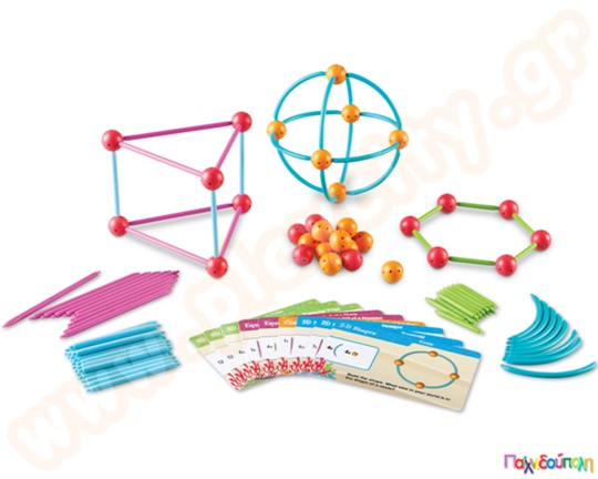 Εκπαιδευτικό Παιχνίδι STEM Κατασκευές σχημάτων με ράβδους και μπάλες - Dive Into Shapes! Σετ 129 τεμαχίων