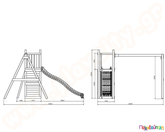 Ξύλινο σύστημα με διπλή κούνια