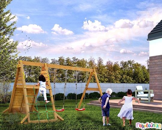 Ξύλινο σύστημα με τοίχο και δίχτυ αναρρίχησης