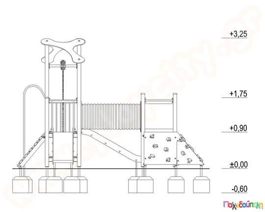 Κέντρο παιδικής χαράς Simon με κρεμαστό σιδηρόδρομο