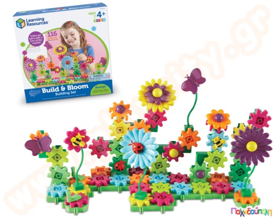 Εκπαιδευτικό Παιχνίδι STEM Gears! Gears! Gears! Λουλουδόκηπος με γρανάζια Σετ 116 τεμαχίων - Build and Bloom