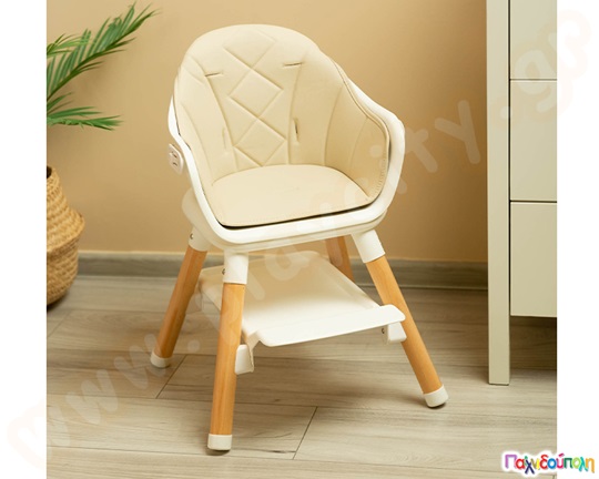 Καρεκλάκι φαγητού με ξύλινο σκελετό Μπεζ