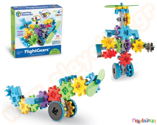 Εκπαιδευτικό Παιχνίδι STEM Gears! Gears! Gears! Κατασκευή αεροπλανάκια με γρανάζια Σετ 44 τεμαχίων FlightGears
