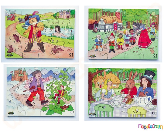 Σετ 4 Ξύλινα Παζλ Παραμύθια σειρά Β