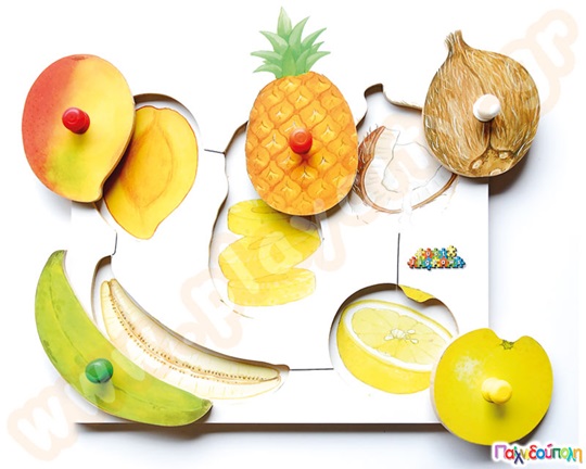 Ξύλινα Ενσφηνώματα 2 Επιπέδων Φρούτα Β