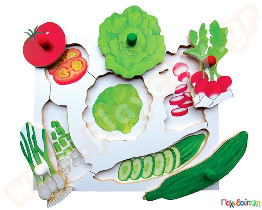 Ξύλινα Ενσφηνώματα 2 Επιπέδων Λαχανικά Γ