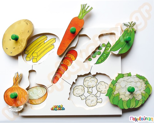 Ξύλινα Ενσφηνώματα 2 Επιπέδων Λαχανικά Α