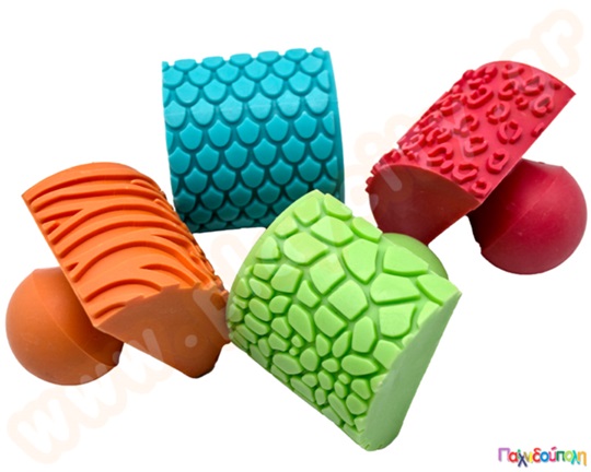 Σφραγίδες αποτύπωμα δέρμα ζωου για πηλό κα ζύμη σετ 4 τεμάχια