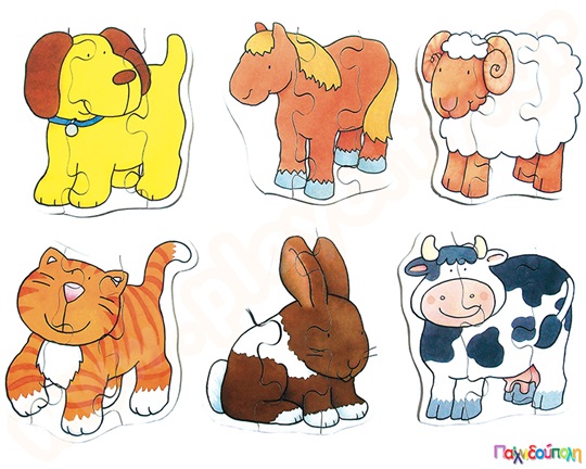 Σετ 6 Ξύλινα Ενσφηνώματα Ζωάκια