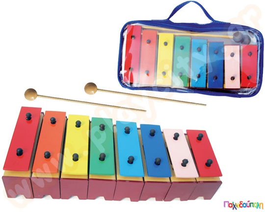 Μεταλλόφωνο διατονικό με 8 νότες και 2 μπαγκέτες