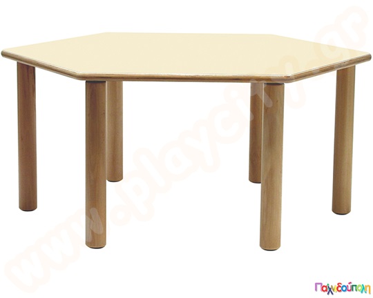 Ξύλινο Παιδικό Τραπέζι εξάγωνο φυσικό χρώμα