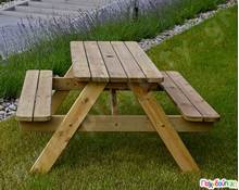 Τραπέζι - πάγκος πικ νικ στρογγ. γωνίες 180 εκ.  Εξοπλισμός Πόλης - Παγκάκια - Κάδοι