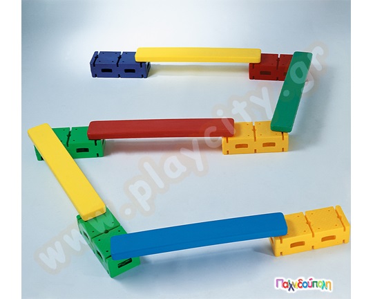 Διαδρομή ισορροπίας με 5 πλαστικές σανίδες, 6 τούβλα στήριξης, 24 βεντούζες