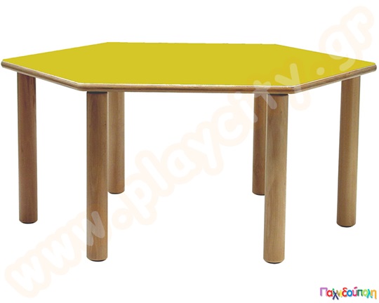 Ξύλινο Παιδικό Τραπέζι εξάγωνο πράσινο χρώμα