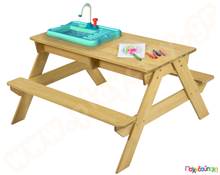 Ξύλινο παγκάκι με αμμοδόχο, νεροχύτη και βρύση TP  Παιχνίδια Άμμου και Νερού