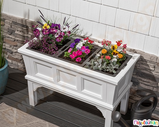 Τριπλή γλάστρα λουλουδιών λευκή Step2