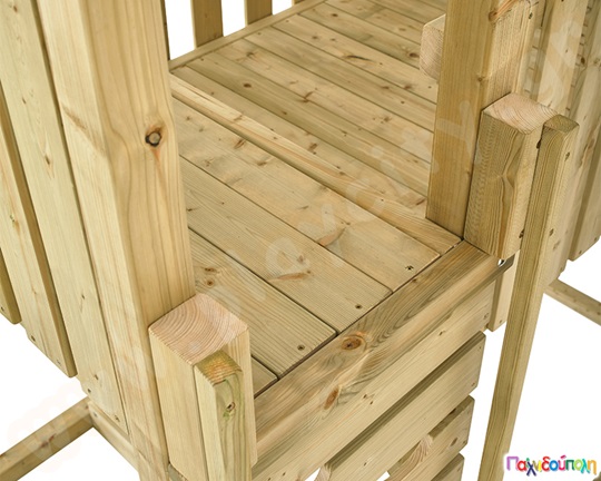 Ξύλινος πύργος με τσουλήθρα και αμμοδόχο