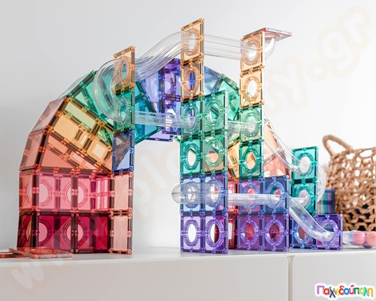 Μαγνητικά τουβλάκια κατασκευών Connetix Pastel Ball Run Σετ 106 τεμάχια