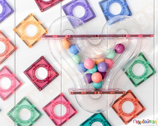 Μαγνητικά τουβλάκια κατασκευών Ξύλινες Μπάλες Παστέλ 16 τεμάχια