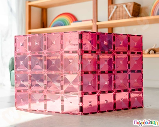 Μαγνητικά τουβλάκια κατασκευών Connetix Βάσεις Παστέλ Ροζ Σετ 2 τεμάχια