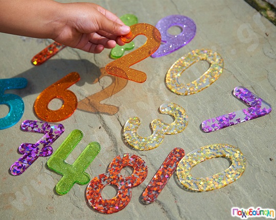 Διαφανείς Glitter αριθμοί Σετ 14 τεμάχια