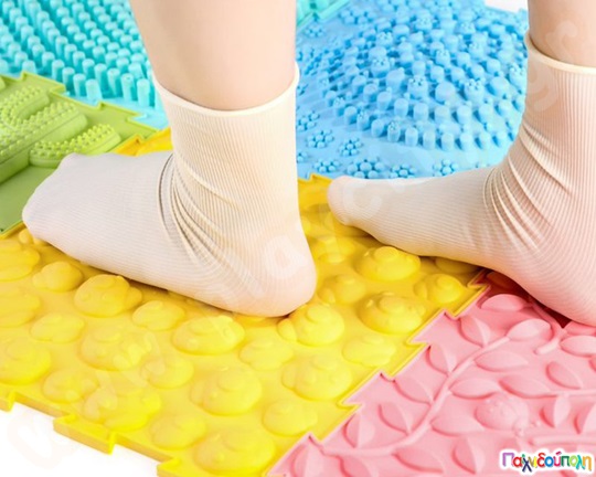 Παζλ δαπέδου με διαφορετικές υφές  Σετ 6 τεμάχια