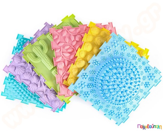 Παζλ δαπέδου με διαφορετικές υφές  Σετ 6 τεμάχια