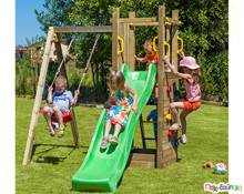 Ξύλινο σύστημα με αμμοδόχο και κούνια  Συστήματα Παιδικής Χαράς