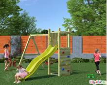 Ξύλινο σύστημα με διπλή κούνια  Συστήματα Παιδικής Χαράς