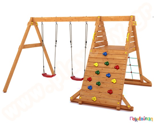 Ξύλινο σύστημα με τοίχο και δίχτυ αναρρίχησης