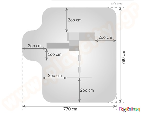 Ξύλινος πύργος αναρρίχησης με τσουλήθρα και 2 κούνιες