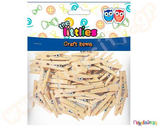 Ξύλινα μανταλάκια φυσικό χρώμα 2.5 εκ 45 τμχ