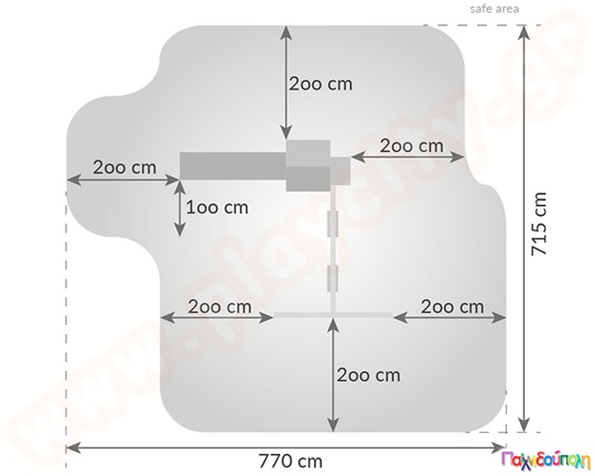 Ξύλινος πύργος με τσουλήθρα και 2 κούνιες